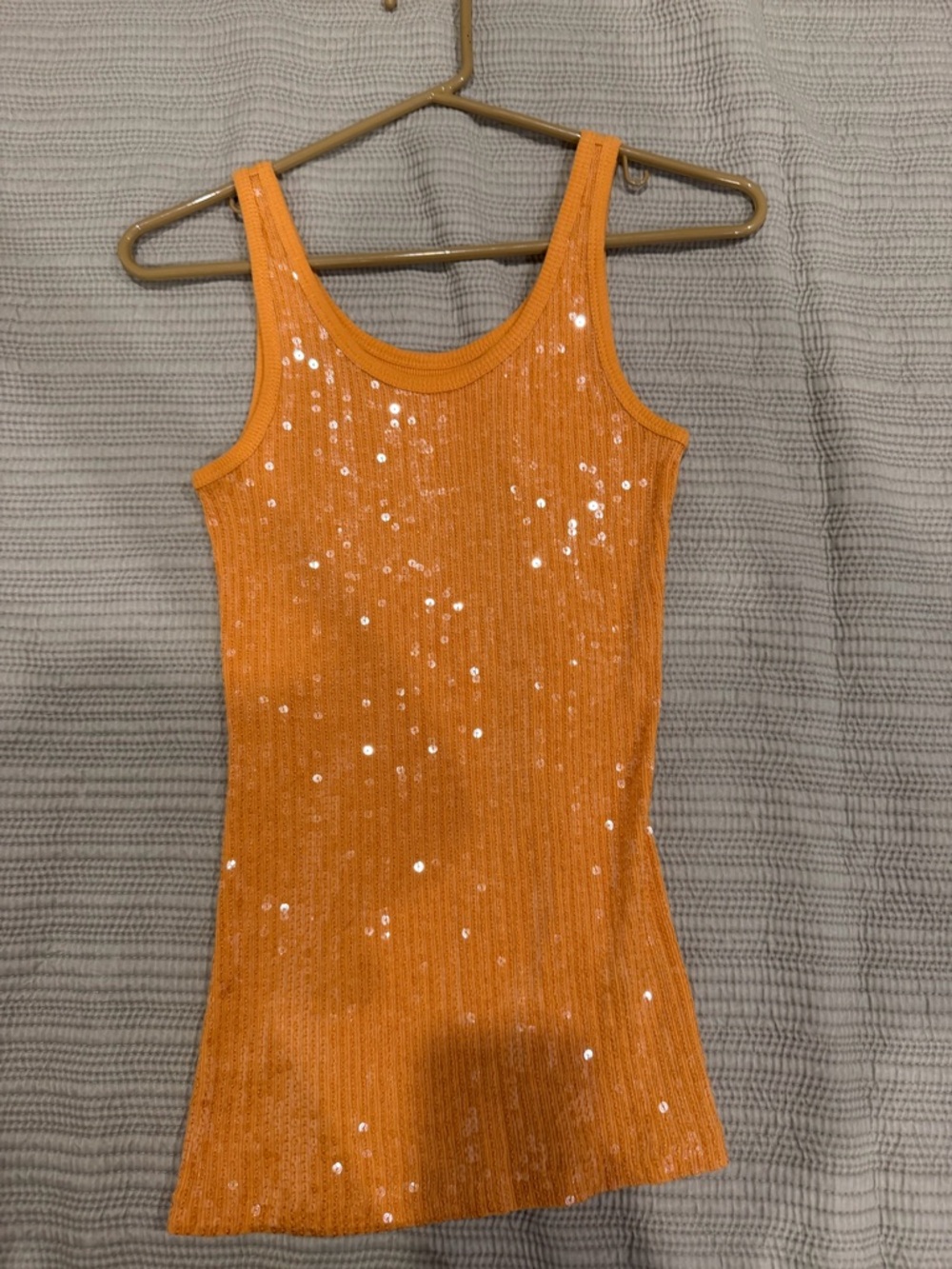 The Limited Orange Sequin Ribbed Tank
